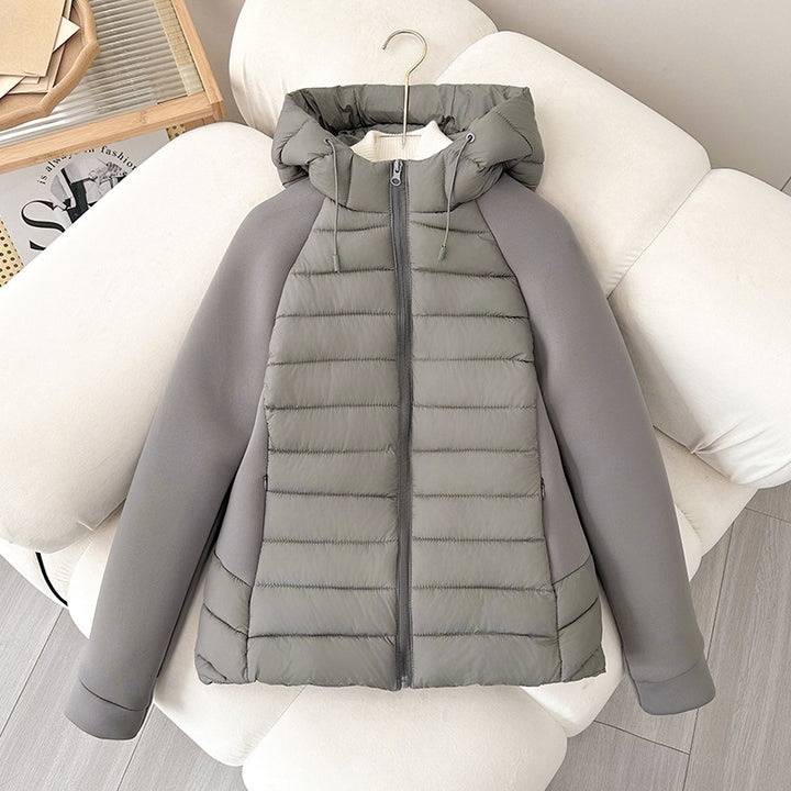 Damen Leichtgewichtige Hybrid-Pufferjacke mit Kapuze und Softshell-Ärmeln Echo Archiv