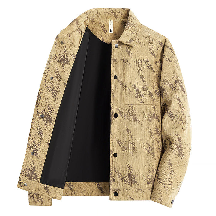 Herren Leichte Overshirt-Jacke mit dezenter Reptilprägung und Druckknopfverschluss Echo Archiv