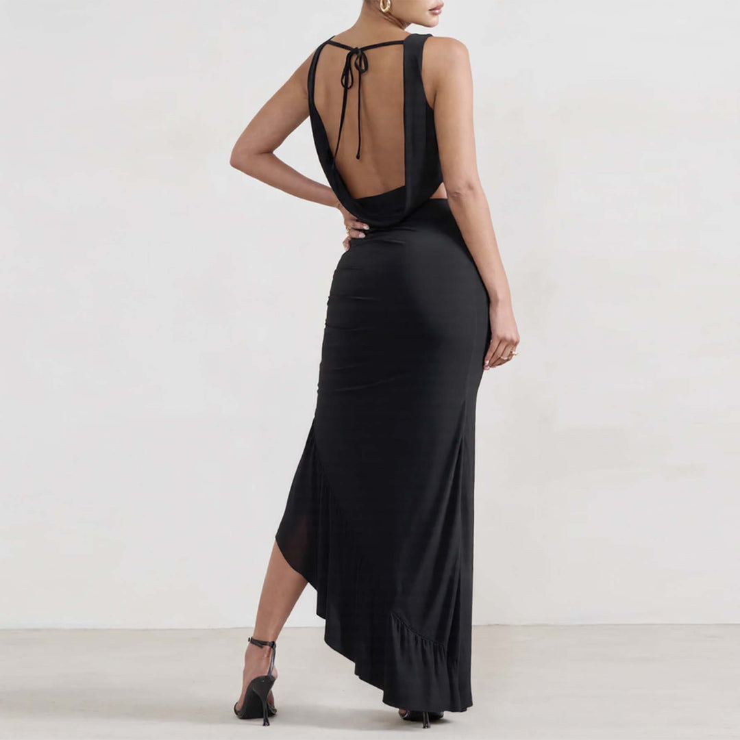 Damen Elegantes Crop-Top und Maxi-Rock Set mit hohem Schlitz Echo Archiv