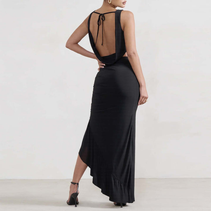 Damen Elegantes Crop-Top und Maxi-Rock Set mit hohem Schlitz Echo Archiv