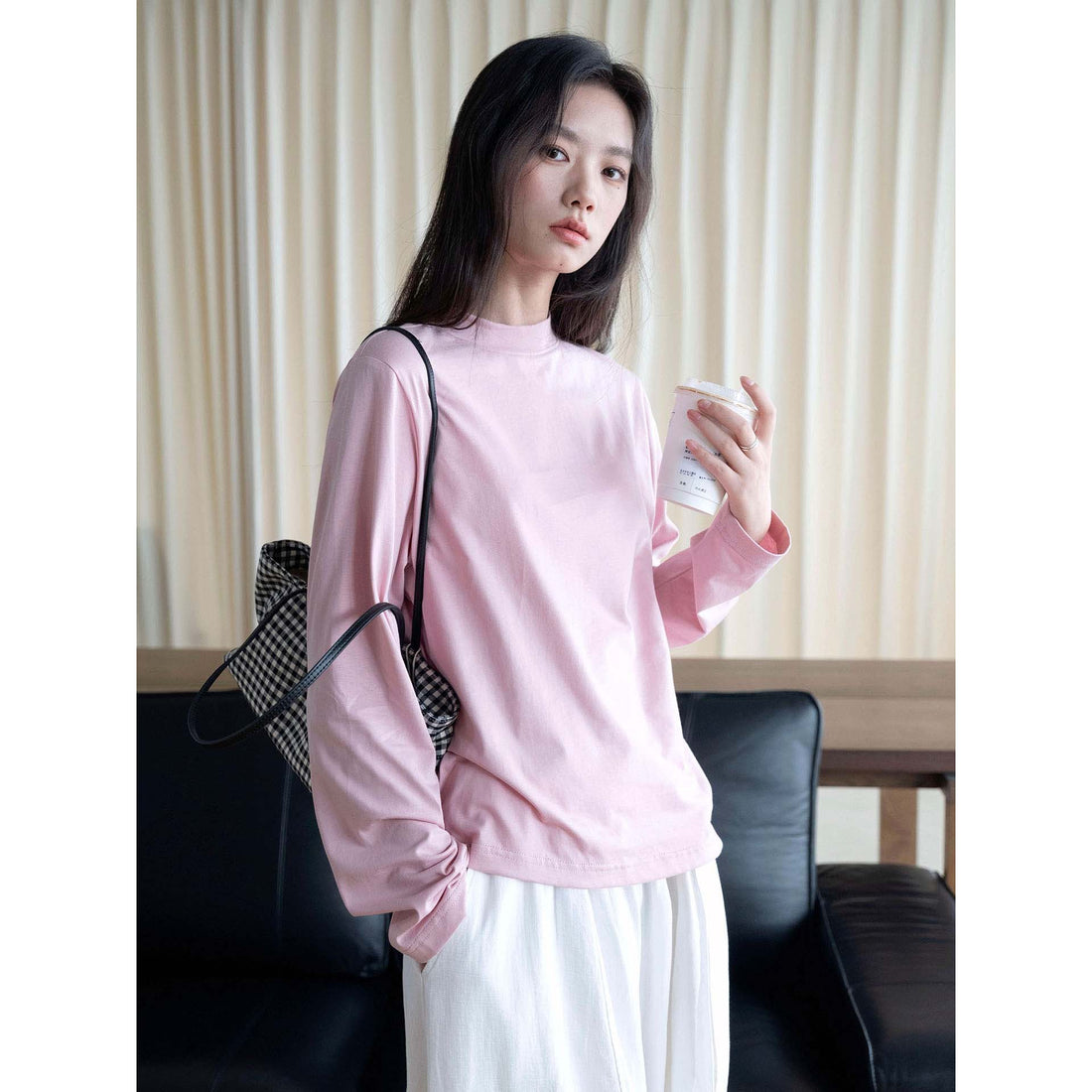 Damen Oversize-Langarmshirt mit Rundhals und Baumwoll-Jersey Echoarchiv