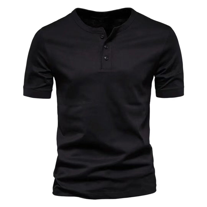 Herren Kurzarm-Henley-Shirt mit Knopfleiste und strukturierter Oberfläche Echoarchiv