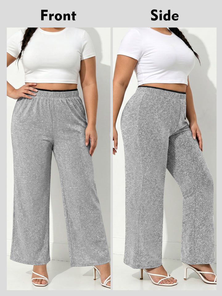 Damen Glitzernde Palazzo-Loungehose mit elastischem Komfortbund echoarchiv-