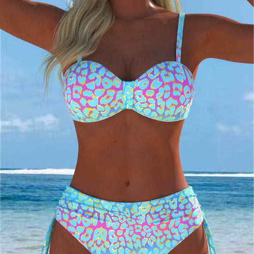Damen Bikini-Set mit modischem geometrischem Muster und hohen Schnittformen Echo Archiv