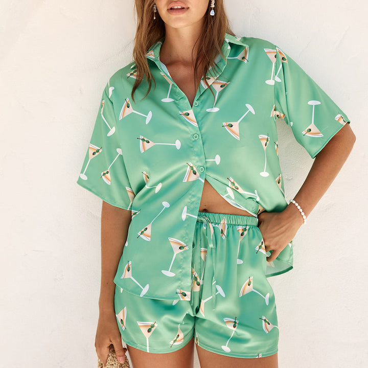 Damen Schlafanzug mit trendy Cocktail-Motiv Echo Archiv
