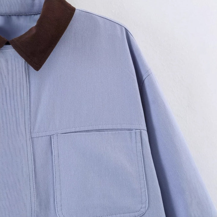 Damen Overshirt-Jacke mit Kontrastkragen und vier aufgesetzten Taschen Echo Archiv