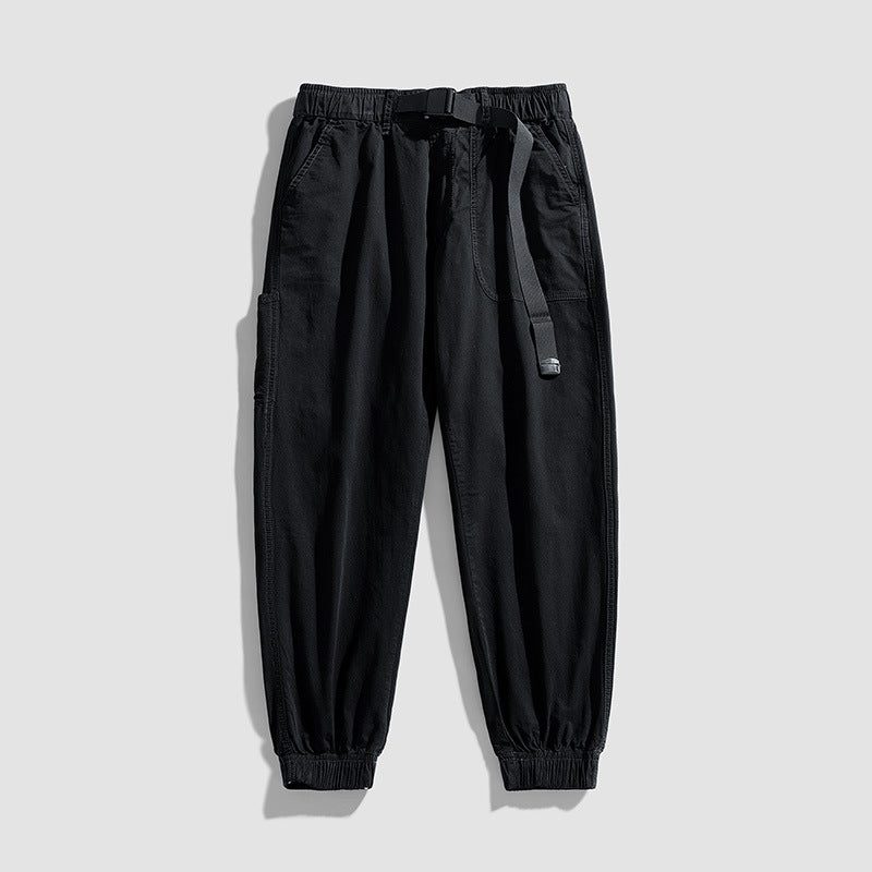 Herren Casual-Joggerhose aus Baumwoll‑Twill mit elastischem Bund, integriertem Webgürtel und geripptem Knöchelabschluss Echo Archiv
