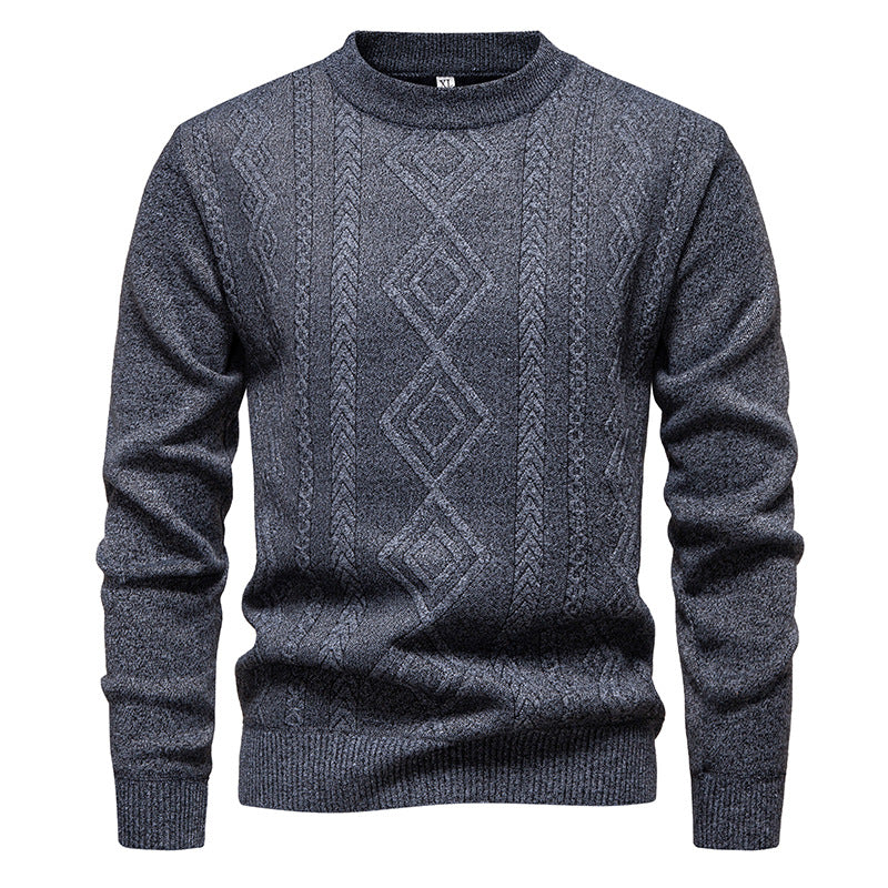 Herren nan gestrickter Rundhalspullover mit Rautenmuster und feinem Strukturstrick Echo Archiv