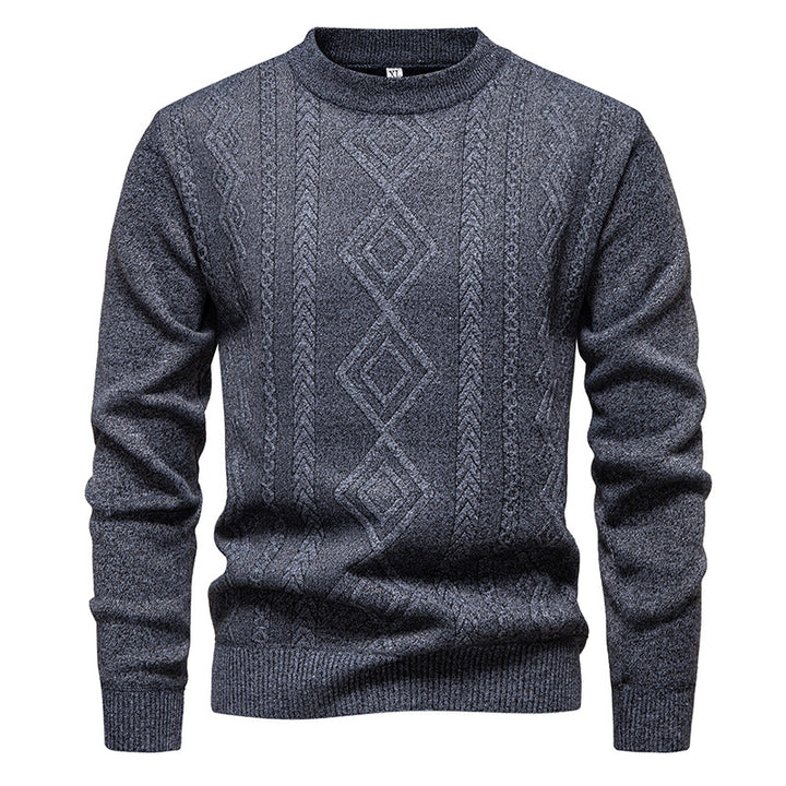 Herren nan gestrickter Rundhalspullover mit Rautenmuster und feinem Strukturstrick Echo Archiv