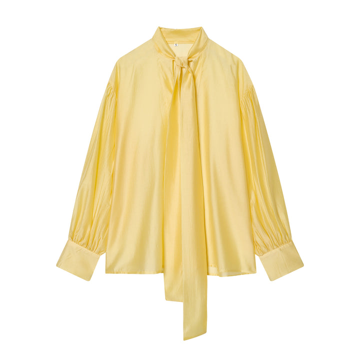 Damen Bluse mit Schleifenkragen und voluminösen Ballonärmeln Echoarchiv