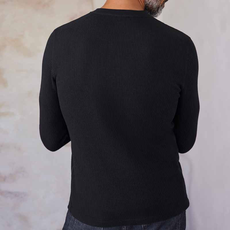 Herren Langärmeliges Waffelstrick-Henleyshirt aus Thermo-Baumwollmix Echoarchiv