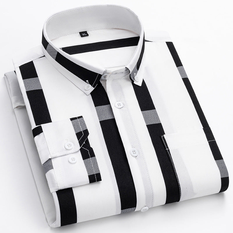 Herren nan gestreiftes Business-Hemd mit Button-Down-Kragen, Brusttasche und bügelleichtem Baumwollmix Echo Archiv