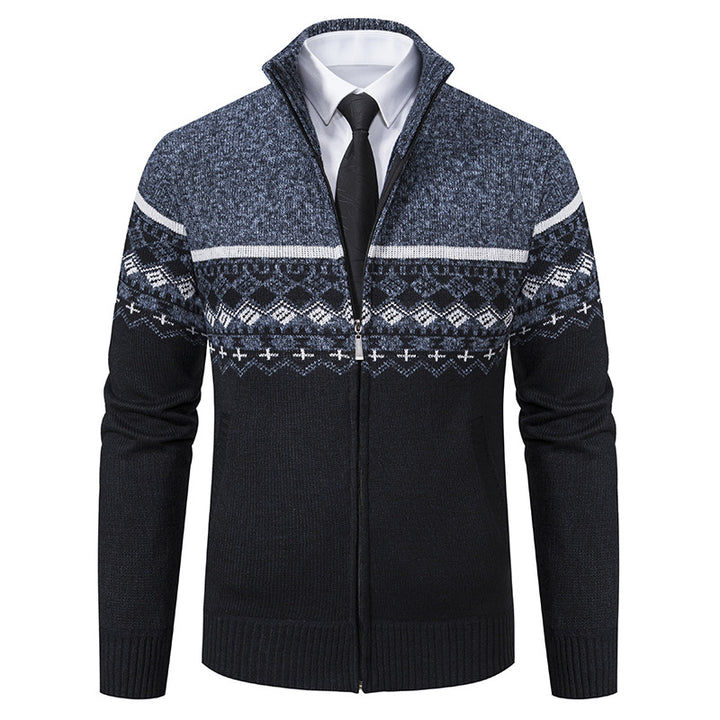 Herren Strickjacke mit Stehkragen und Norweger-Muster Echoarchiv