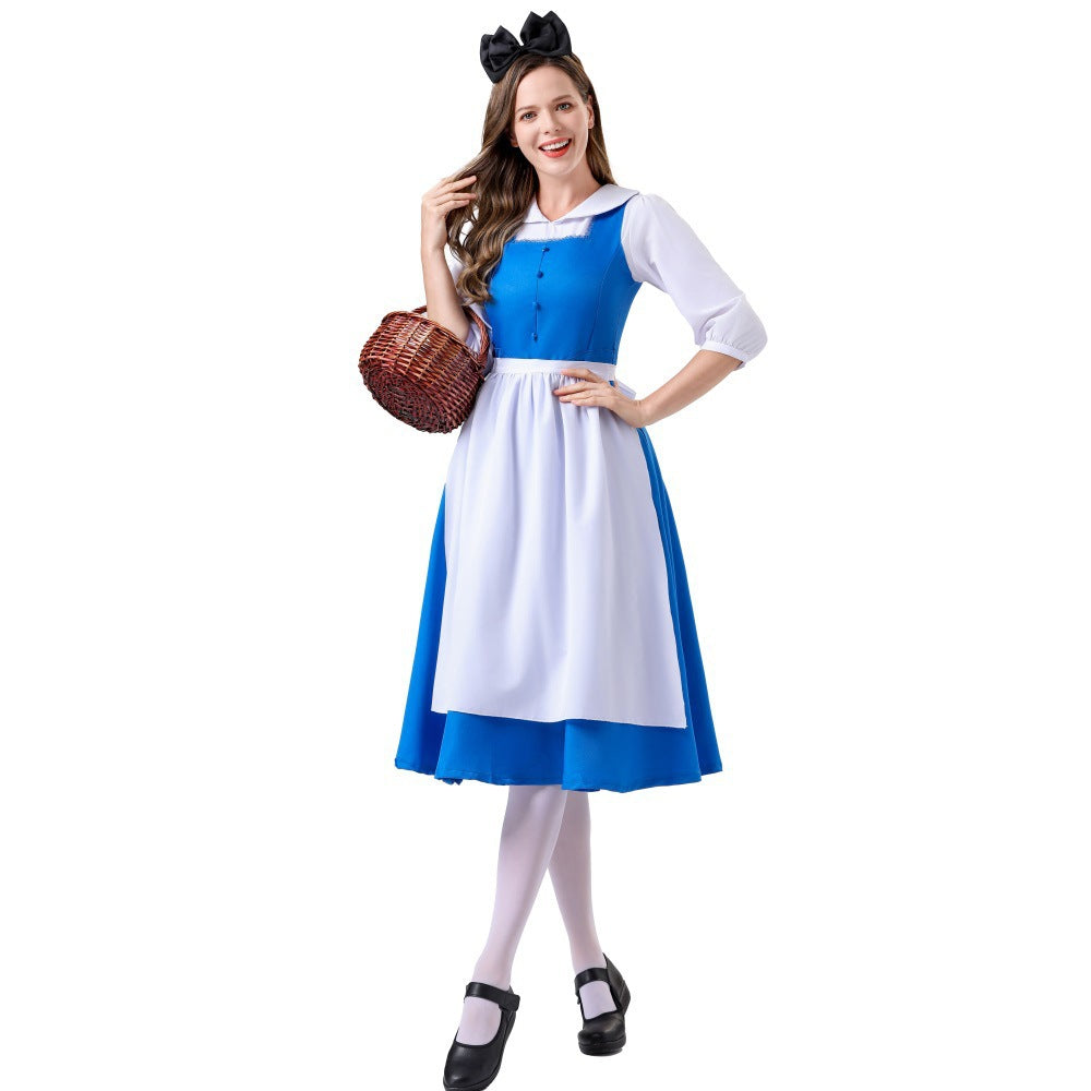 Damen nan vintage Schürzenkleid mit tailliertem Schnitt und Stehkragen Echo Archiv