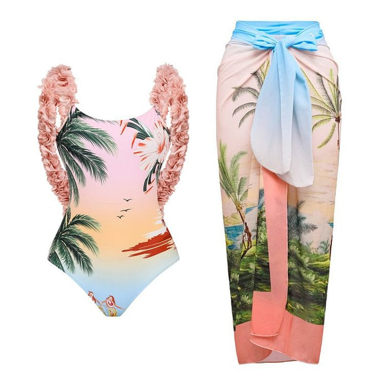 Damen Bikiniset mit hochwertigem Flowerprint und verstellbaren Trägern Echo Archiv