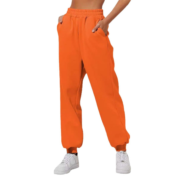 Damen nan lockere High‑Waist Jogginghose mit doppellagigem Komfortbund, seitlichen Eingrifftaschen und gerafften Knöchelbündchen Echo Archiv