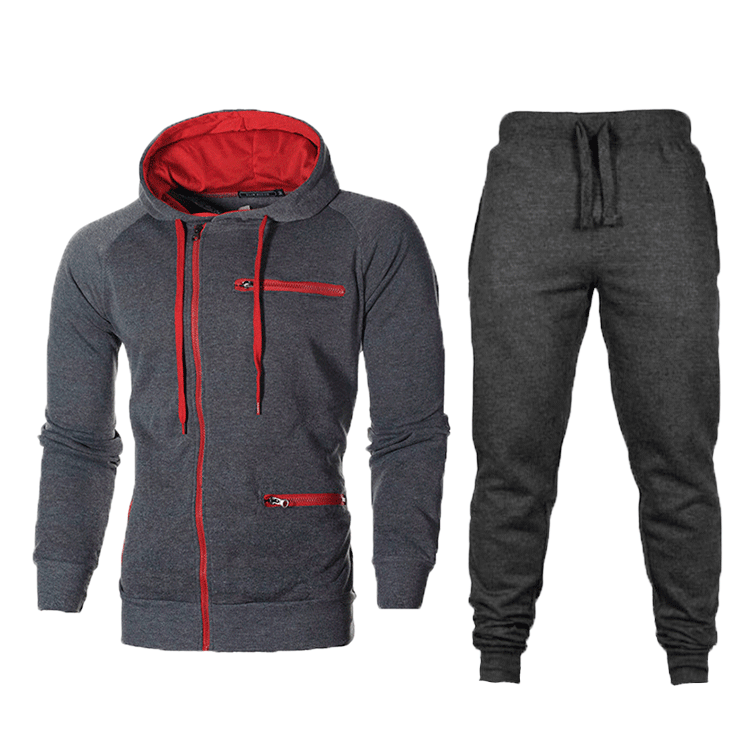 Herren Sportliche Kombi aus Hoodie und Jogginghose mit modernen Reißverschlusstaschen Echoarchiv