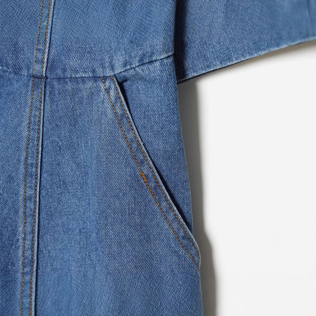 Damen Denim-Hemdblusenkleid mit Taillengürtel und ausgestellter A-Linie Echoarchiv