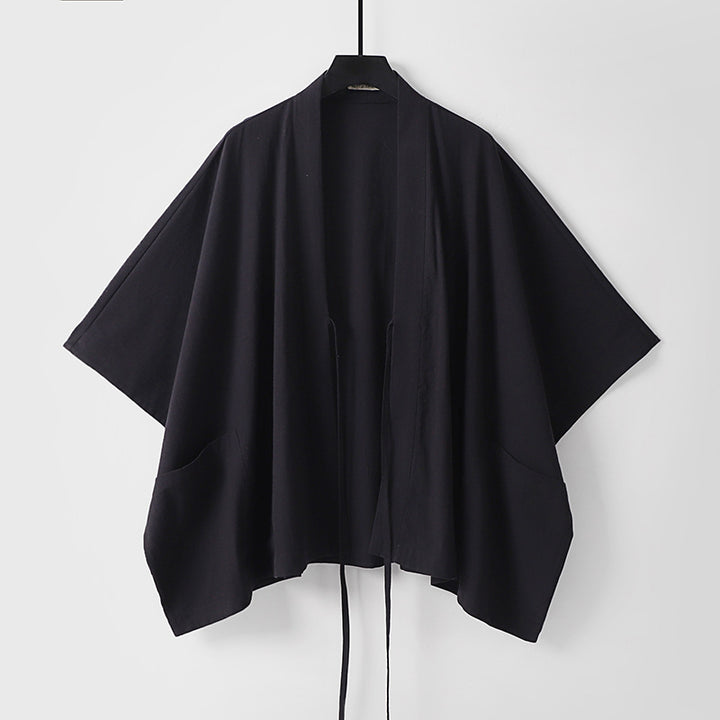 Damen Oversize Kimono-Cardigan mit Bindeband und aufgesetzten Taschen Echoarchiv