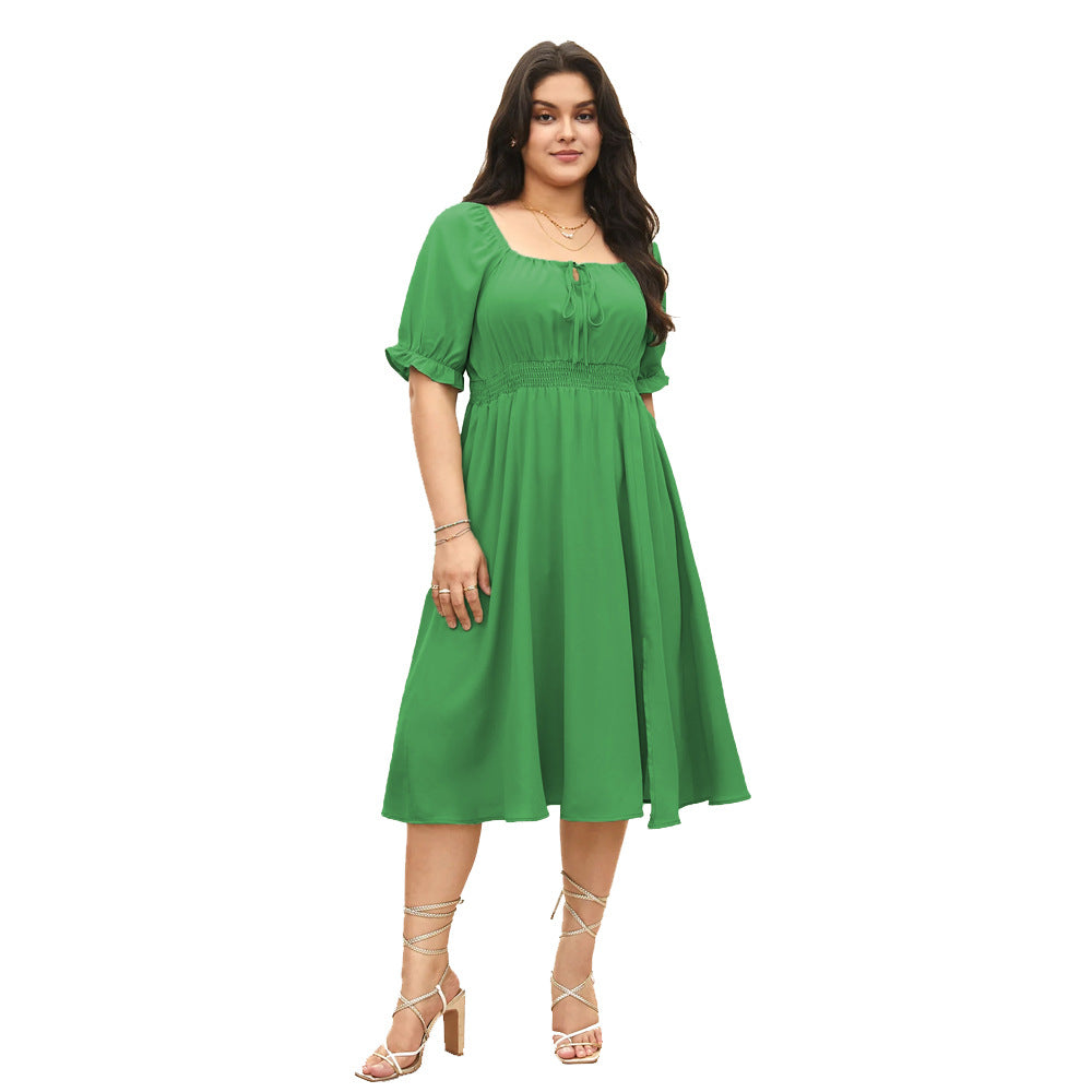Damen Midi-Kleid mit Puffärmeln und elastischem Taillenbund Echo Archiv