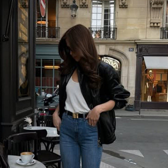 Damen Gerade geschnittene Jeans mit hoher Taille, rohem Saum und leichtem Bootcut Echoarchiv