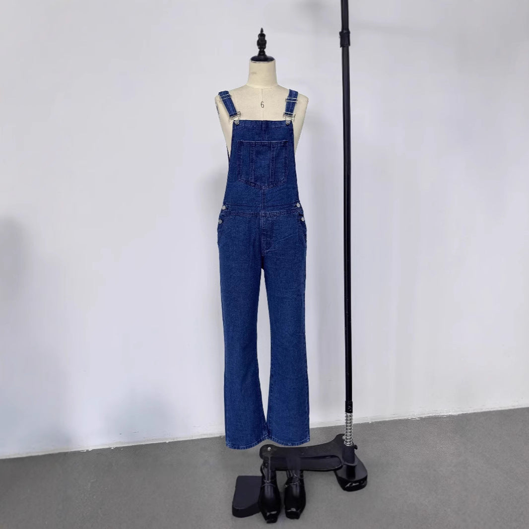 Damen lässige Denim-Latzhose mit praktischen Taschen und weiten Beinen Echo Archiv