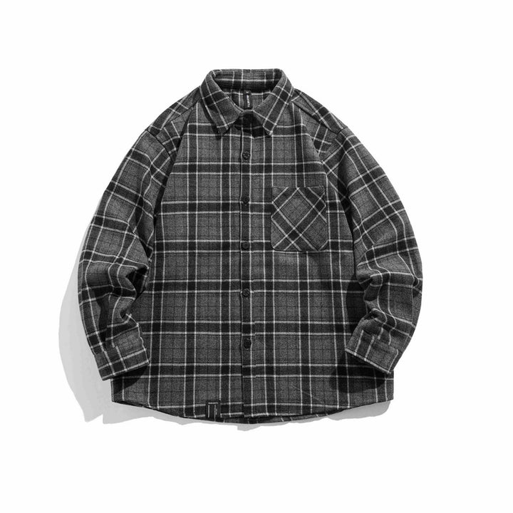 Herren Kariertes Overshirt im Shacket‑Stil aus weichem Flanell mit aufgesetzter Brusttasche Echoarchiv