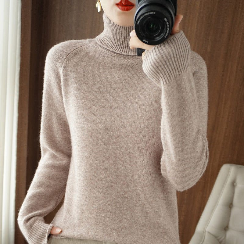 Damen Rollkragenpullover aus weichem Wollmix mit verlängerten Bündchen Echoarchiv