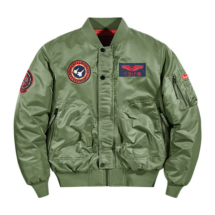 Herren  flugzeuginspiriertes Patch-Detail isolierte Pilot-Bomberjacke Echo Archiv