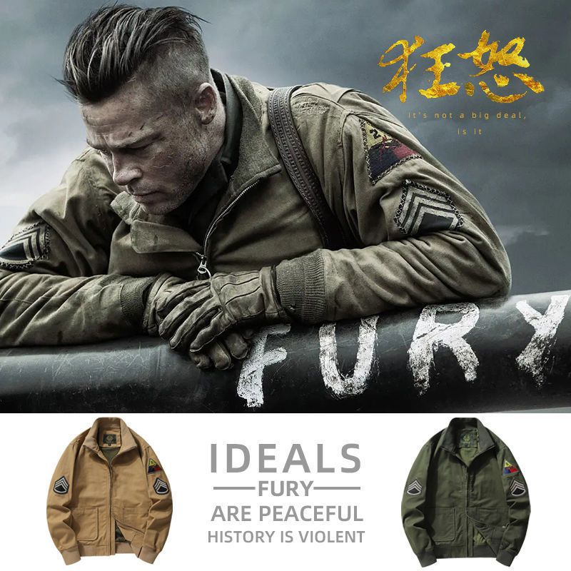 Herren Canvas‑Bomberjacke im Worker‑Blousonstil mit Abzeichen‑Patches und geripptem Kragen Echoarchiv