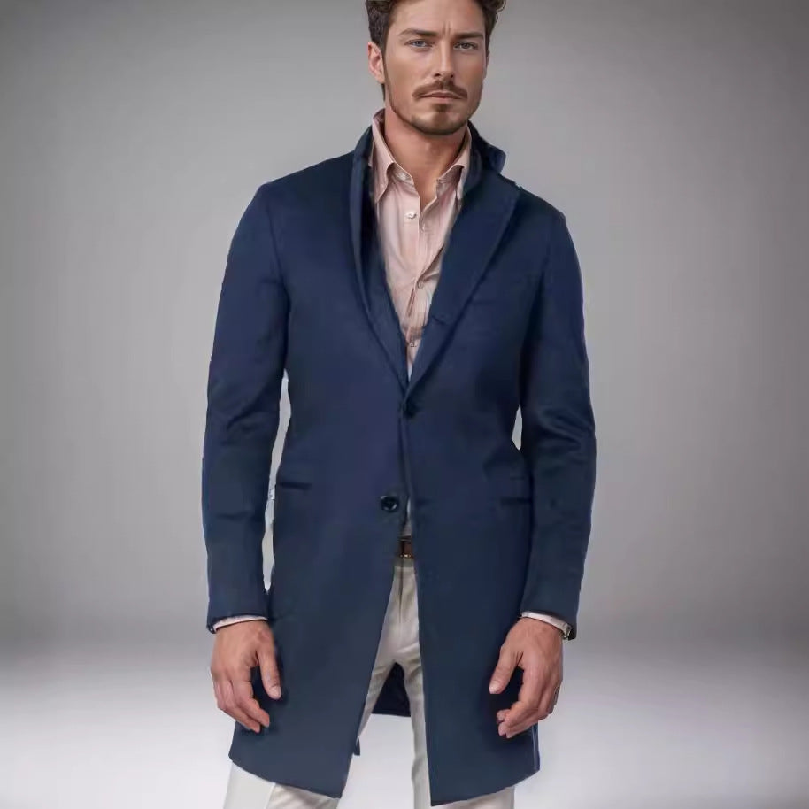 Herren eleganter Langmantel aus weichem Stoff Echoarchiv