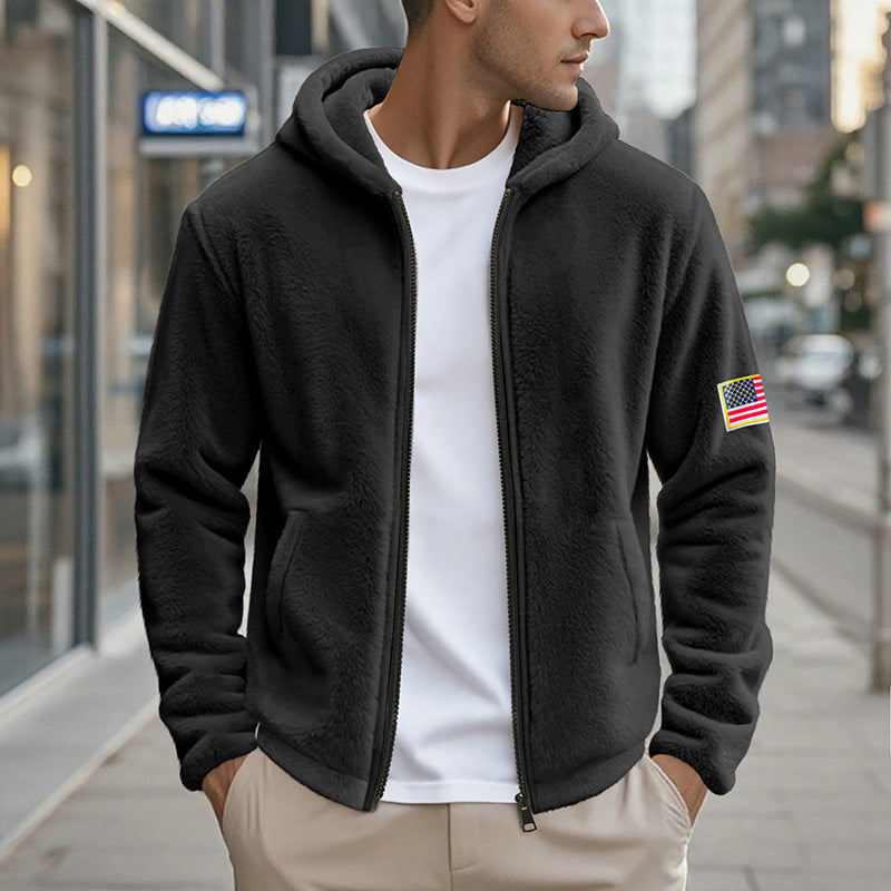 Herren gemütlicher Kapuzenpullover aus weichem Fleece mit bequemem Schnitt Echoarchiv