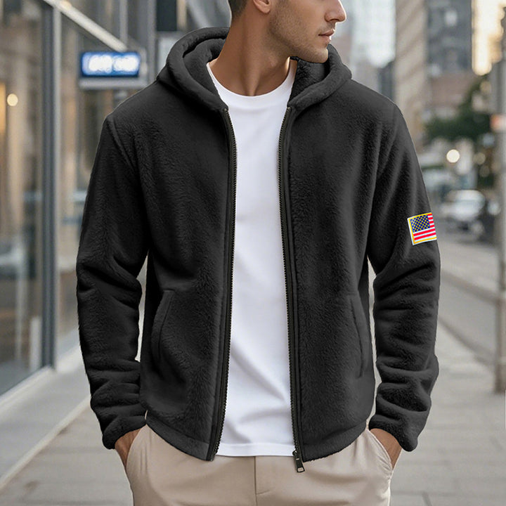 Herren gemütlicher Kapuzenpullover aus weichem Fleece mit bequemem Schnitt Echoarchiv