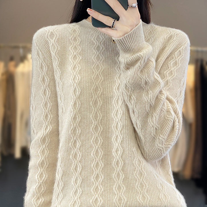 Damen Zopfmuster-Feinstrickpullover mit feiner Struktur und kastiger Silhouette Echoarchiv