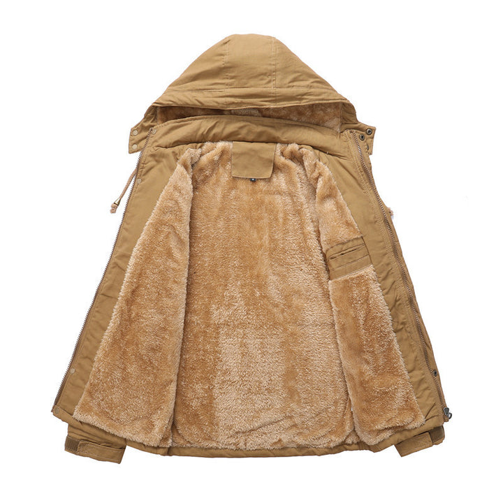 Herren wetterfeste Kapuzen-Canvasjacke mit Teddyfutter und Multifunktions-Taschen Echo Archiv
