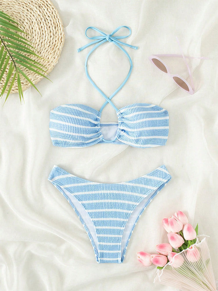 Damen Push-Up Bikini mit verstellbaren Trägern und modischem Streifendesign Echo Archiv
