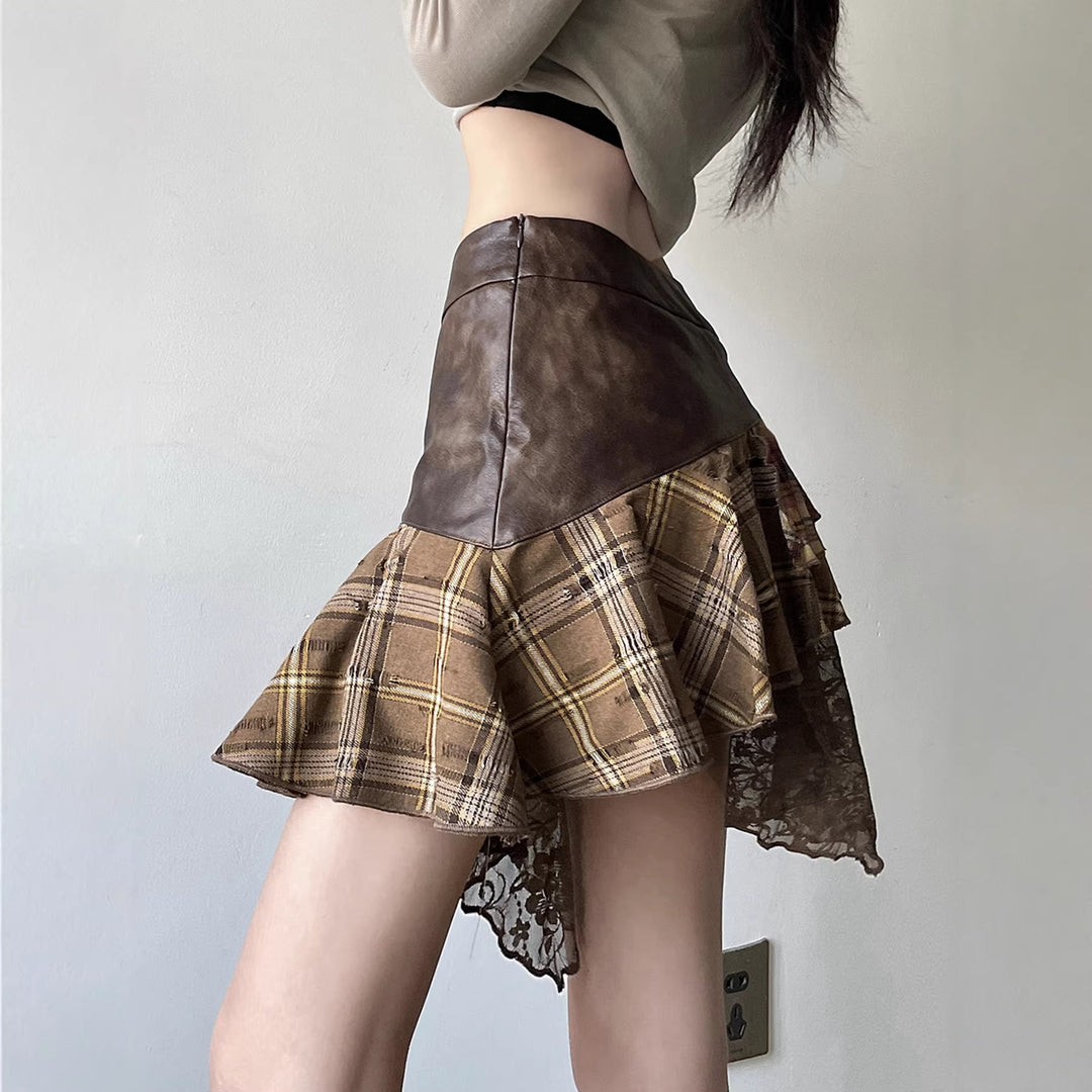 Damen Modischer Wickelrock mit asymmetrischem Schnitt und lässigen Rüschendetails Echo Archiv