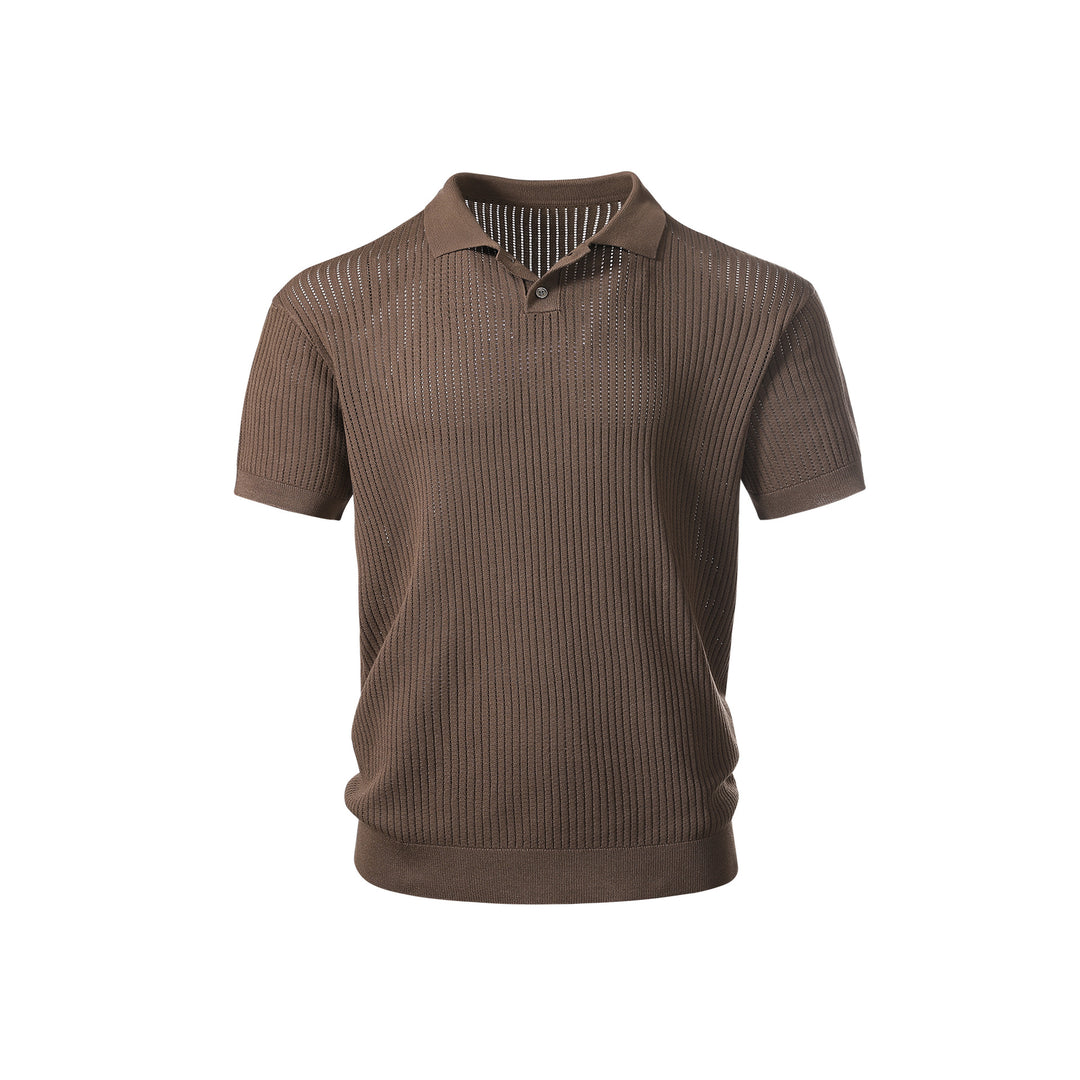 Herren Kurzarm-Feinstrick-Poloshirt mit Strukturstrick und luftiger Perforation Echo Archiv