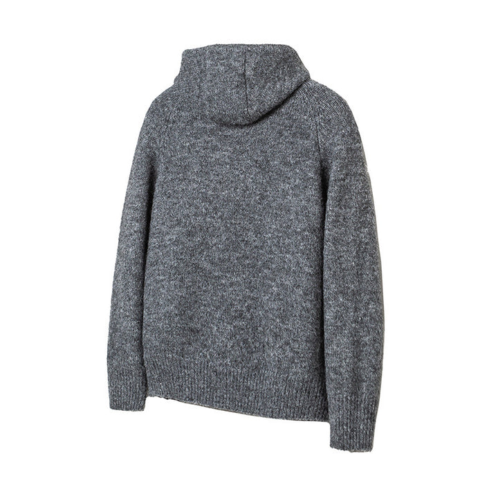 Herren Grobgestrickter Kapuzen-Cardigan mit durchgehender Knopfleiste und Rippenbündchen Echo Archiv
