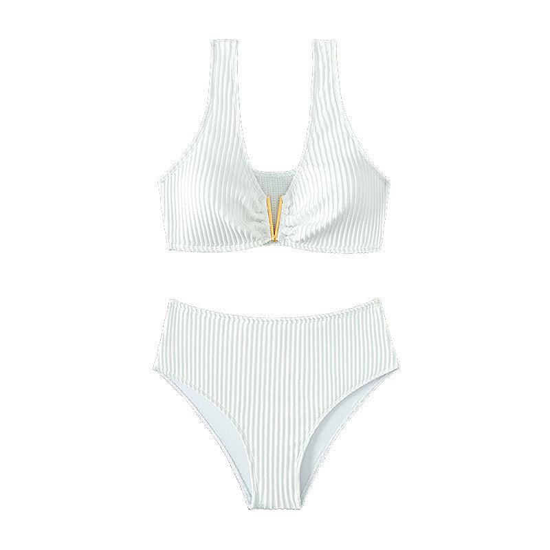 Damen Hochtailliertes Bikini-Set mit strukturiertem Oberteil Echo Archiv