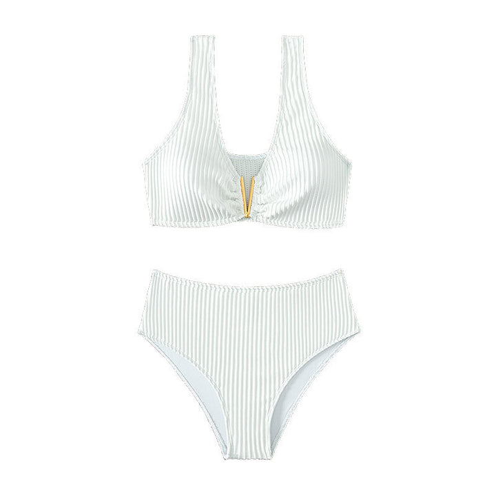 Damen Hoch tailliertes Bikini-Set mit einzigartiger Rippstruktur Echo Archiv