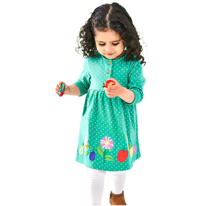 Mädchen Baumwollkleid mit bunten Blumenstickereien Echo Archiv