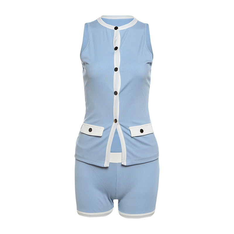 Damen Sportliches Outfit mit Leopardenmuster und Knopfdetaillierung Echo Archiv