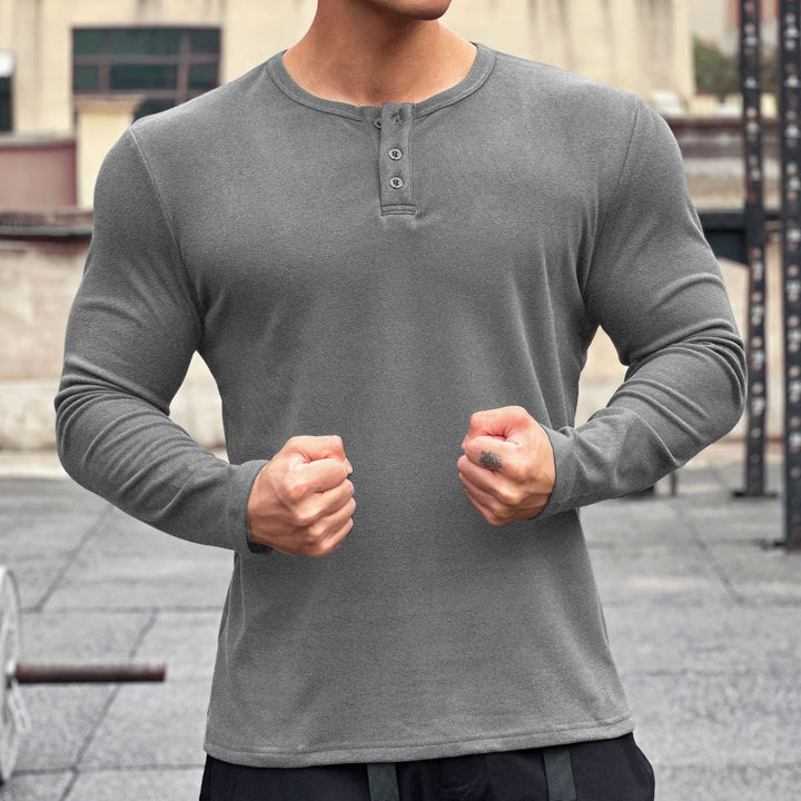 Herren stylisches Langarmshirt mit modernem Knopfverschluss Echoarchiv