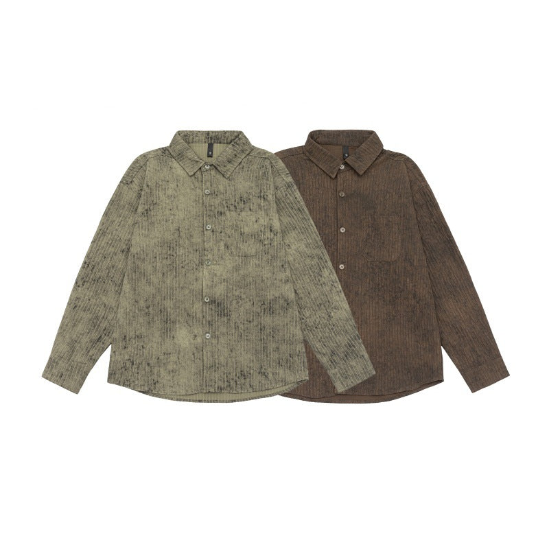 Unisex Leichtes Oversize-Hemdjacken-Shirt mit gewaschener Struktur und Brusttasche Echoarchiv