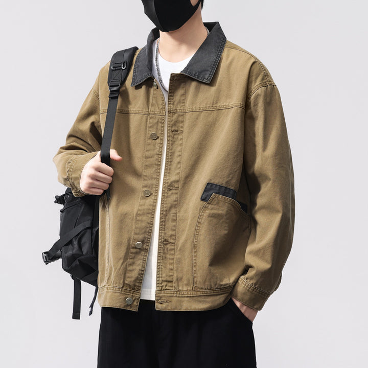 Herren Übergangsjacke aus robustem Denim mit Kontrastkragen und praktischen Taschen Echoarchiv