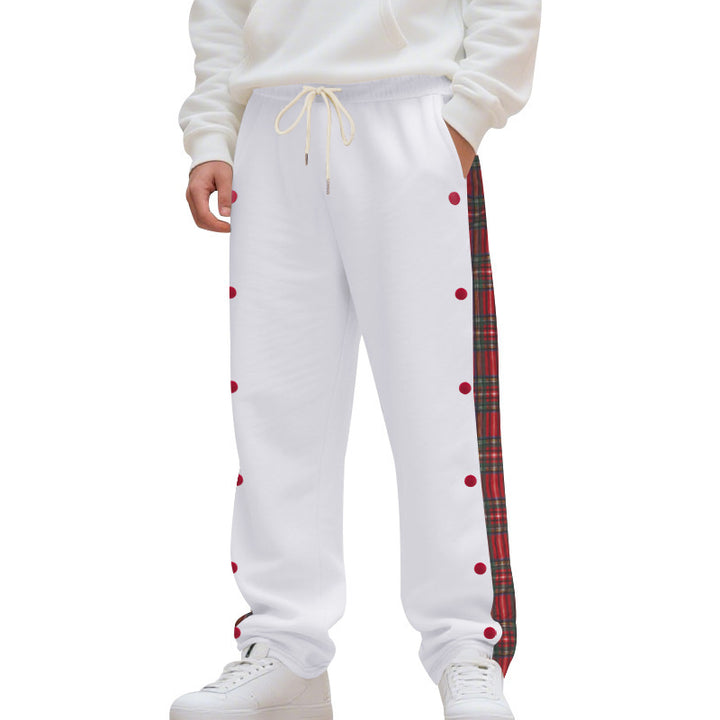 Herren Legere Freizeithose mit Druckknopfdetails und Karomuster Echoarchiv