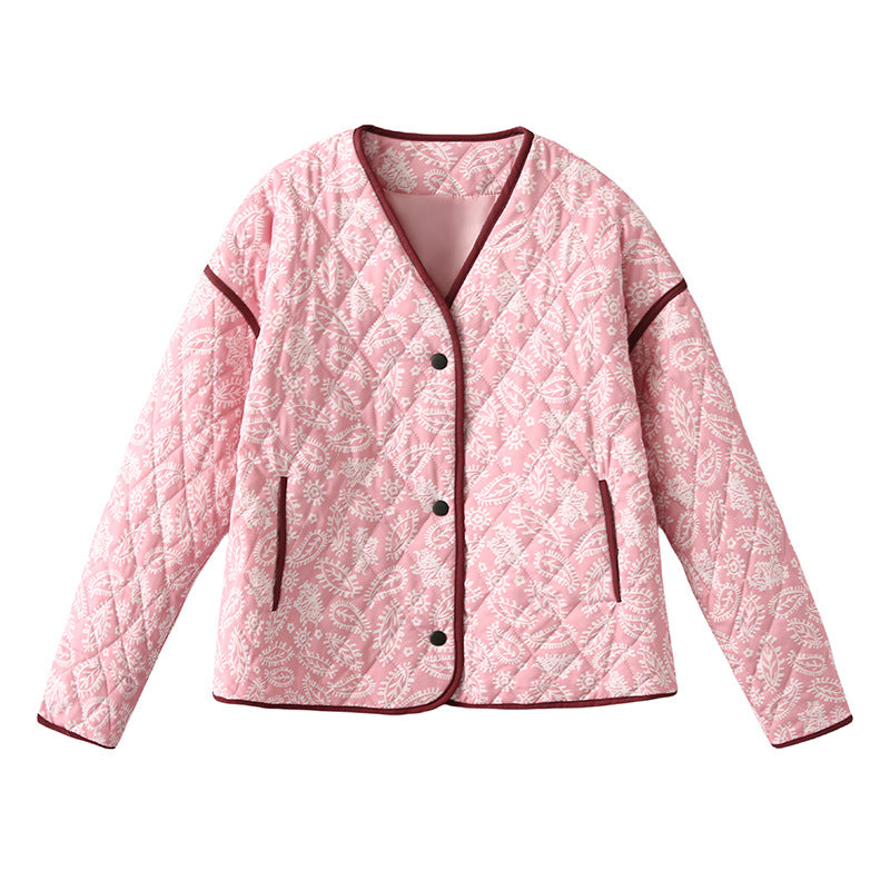 Damen gesteppte Blousonjacke mit Paisley-Steppmuster und leichter Wattierung – Célinea