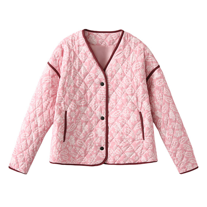 Damen gesteppte Blousonjacke mit Paisley-Steppmuster und leichter Wattierung – Célinea