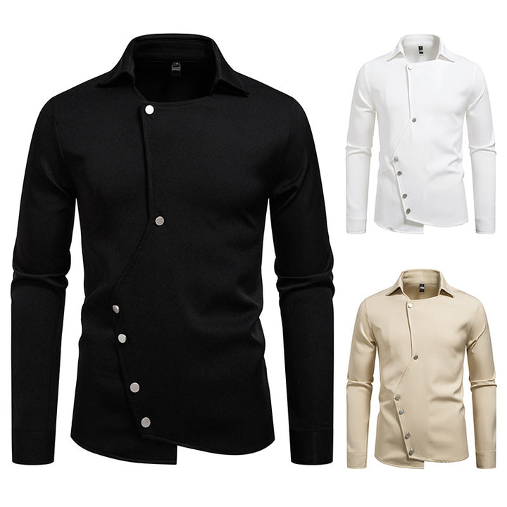 Herren Asymmetrisches Hemd mit diagonalem Druckknopfverschluss Echo Archiv